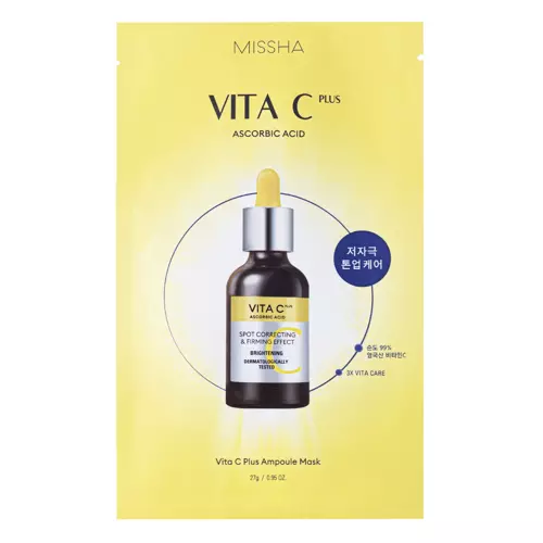 Missha - Vita C Plus Spot Correcting & Firming Ampoule Sheet Mask - Rozjaśniająca Maska w Płachcie z Witaminy C - 27g