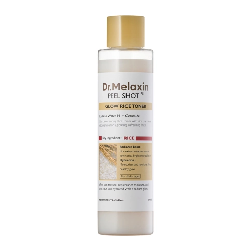 Dr.Melaxin - Peel Shot Glow White Rice Toner - Rozświetlający Tonik z Wodą z Otrębów Ryżowych - 200ml