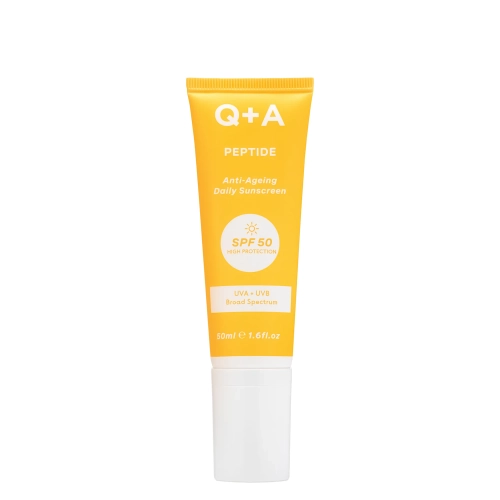 Q+A - Peptide SPF50 Anti-Ageing Facial Sunscreen - Przeciwstarzeniowy Krem Przeciwsłoneczny do Twarzy z Peptydem i SPF50 - 50ml
