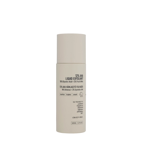 Nerds. - 12% AHA Liquid Exfoliant - 10% Glycolic Acid + 2% Fruit AHAs - Tonik Złuszczający AHA 12% (10% Kwas Glikolowy + 2% Kwasy Owocowe) - 100ml