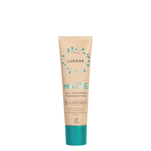 Lumene - Matte Oil Control Foundation SPF 20 - Podkład Matujący - 1 Classic Beige - 30ml 