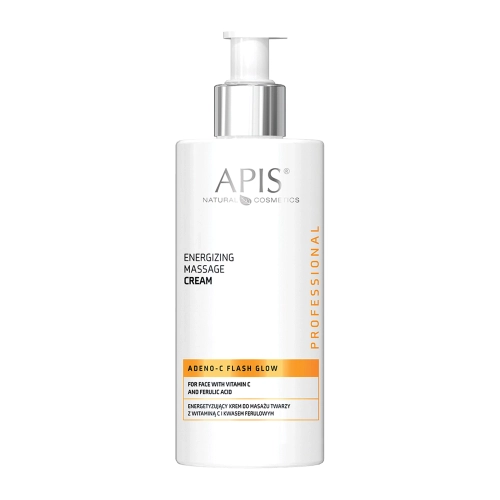 Apis - Adeno C Flash Glow - Energetyzujący Krem do Masażu Twarzy z Witaminą C i Kwasem Ferulowym - 300ml